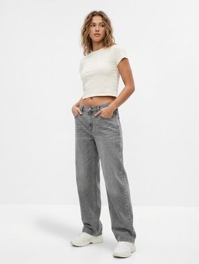 Abercrombie & Fitch The Baggy Low Rise Jeans Gray Women's 36 Long